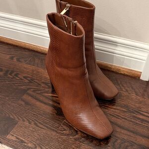Brown Textured Snakeskin Ankle Boots